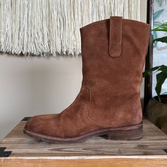 Free People Easton Equestrian Brown Suede Pull On "Ankle" Boots Size 8.5 / 39.5 - Picture 9 of 17